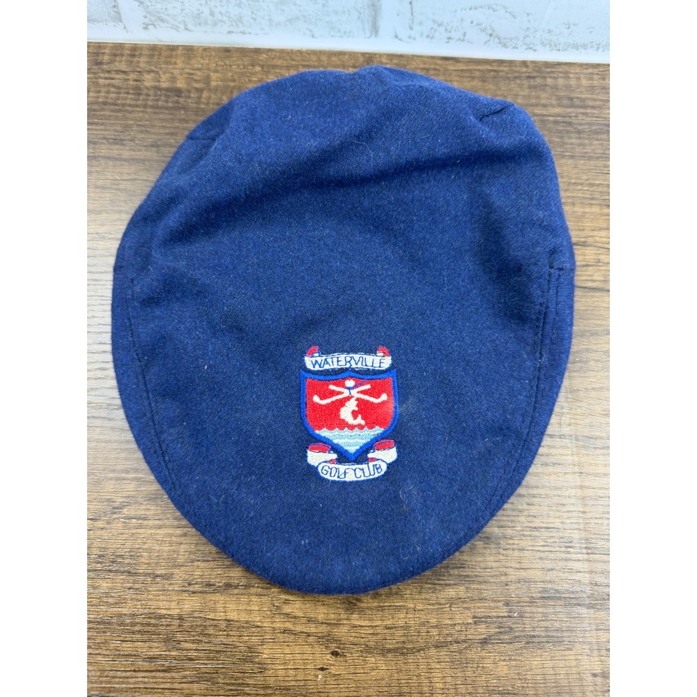 Waterville Golf Club Newsboy Flat Cap Navy Blue Wool Made in Ireland 7 1/8 M